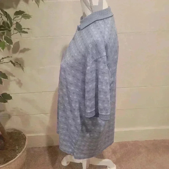 Van Heusen Polo Shirt Men's Large Short Sleeve Spread Collar Blue Checker Lined. - Picture 5 of 6